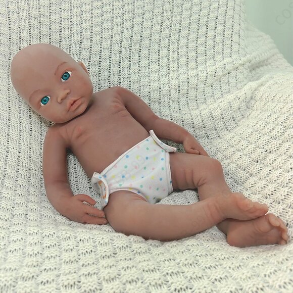 45cm Full Body Platinum Silicone Reborn Baby Dolls Open Eyes Newborn Girl Doll - Picture 2 of 16